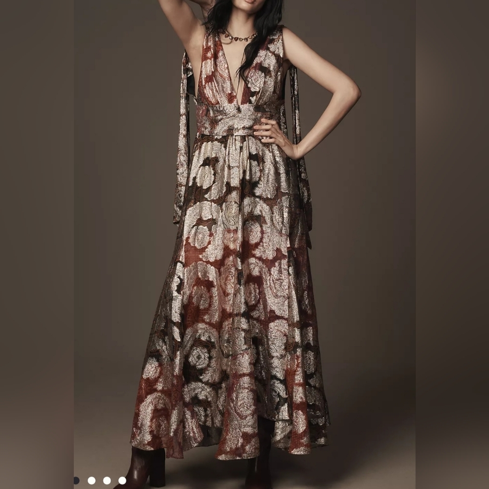 FARM Rio Floral Maxi Dress - Red and Cream